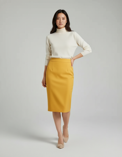 Jupe Crayon Jaune Moutarde