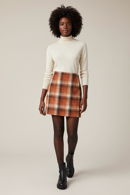 Jupe Crayon Écossaise Laine Chic