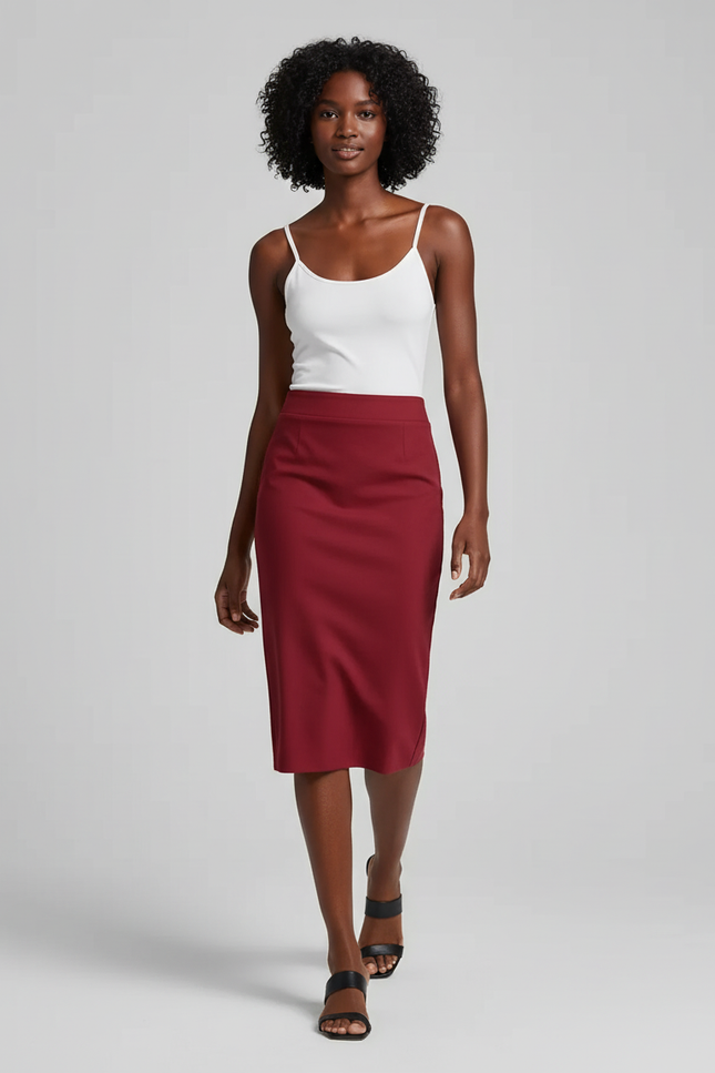 Jupe Crayon Rouge Bordeaux