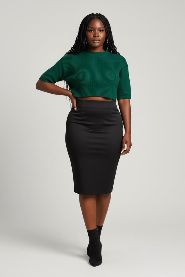 Jupe Crayon Noire Taille Haute Élégante