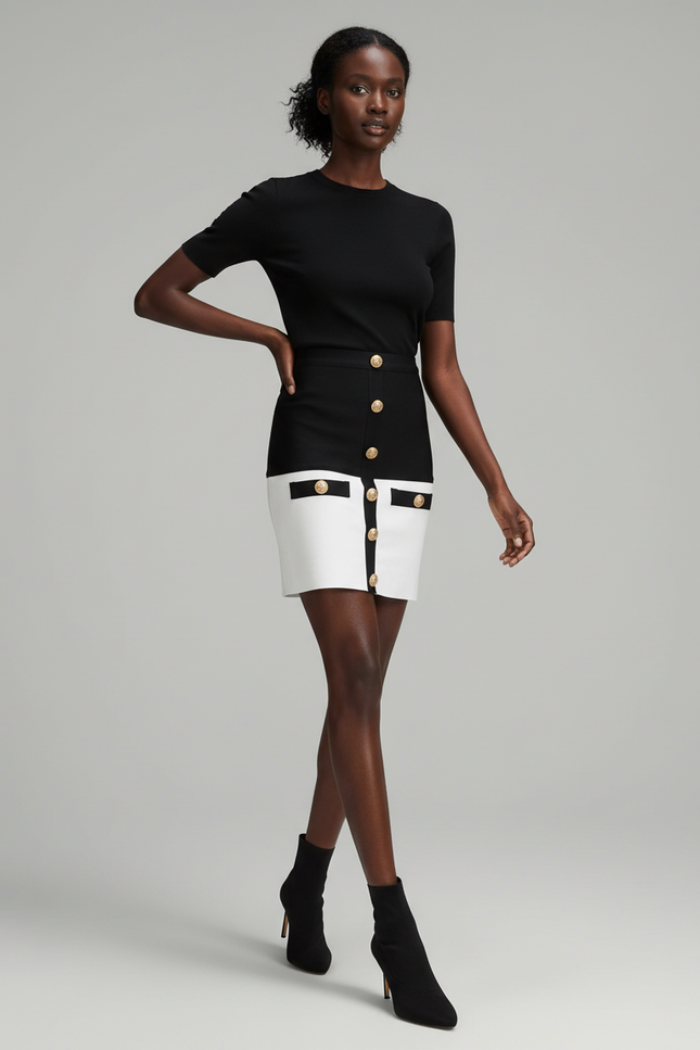 Jupe Crayon Boutonnée Devant