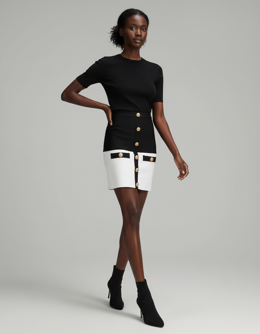 Jupe Crayon Boutonnée Devant