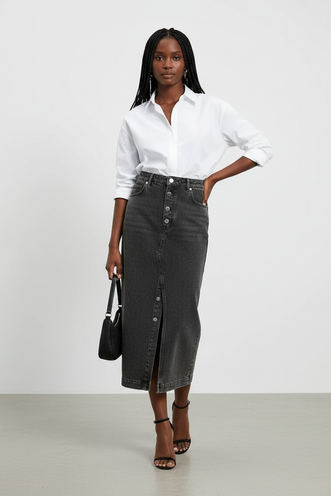 Jupe Crayon Taille Haute Jean