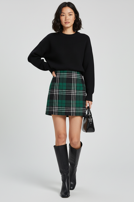 Jupe Crayon Laine Écossaise Chic