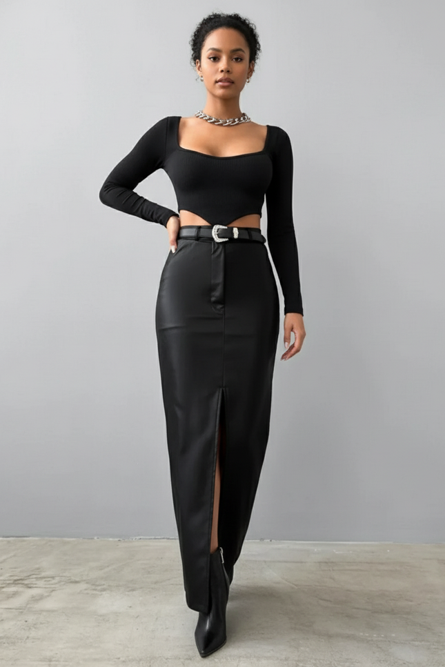 Jupe En Cuir Longue Crayon