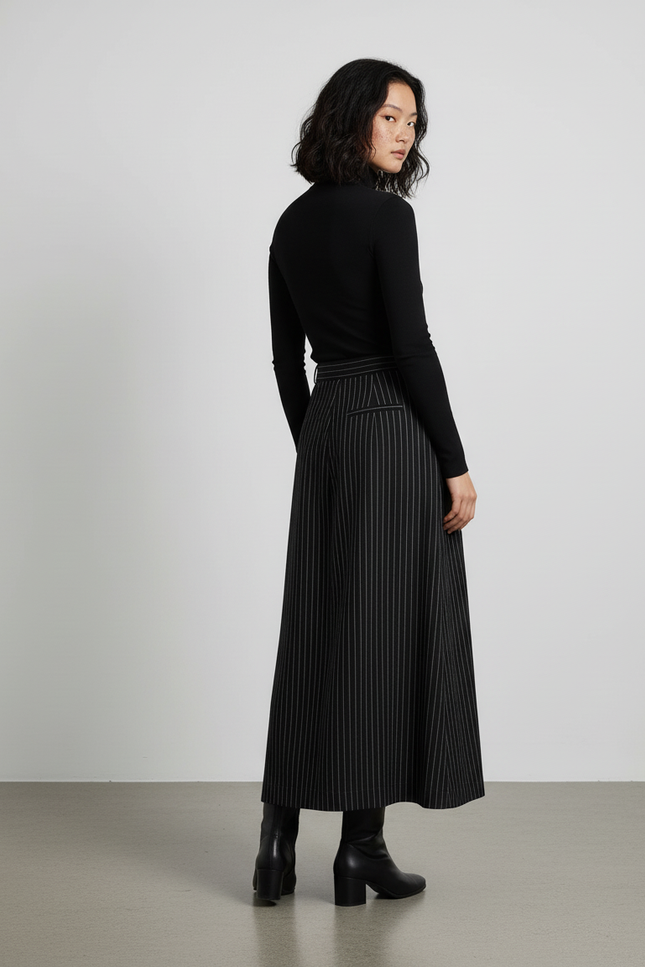 Jupe Crayon Longue Rayée Élégante