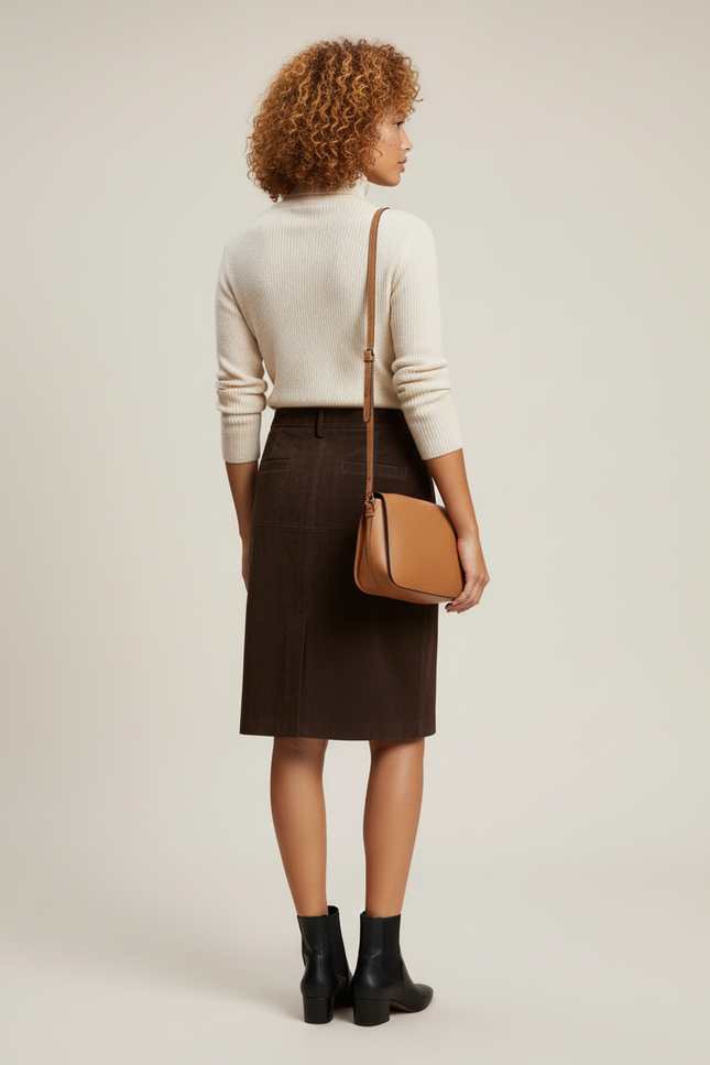 Jupe Crayon Cuir Véritable