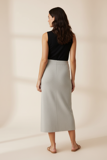 Jupe Crayon Taille Haute Grise