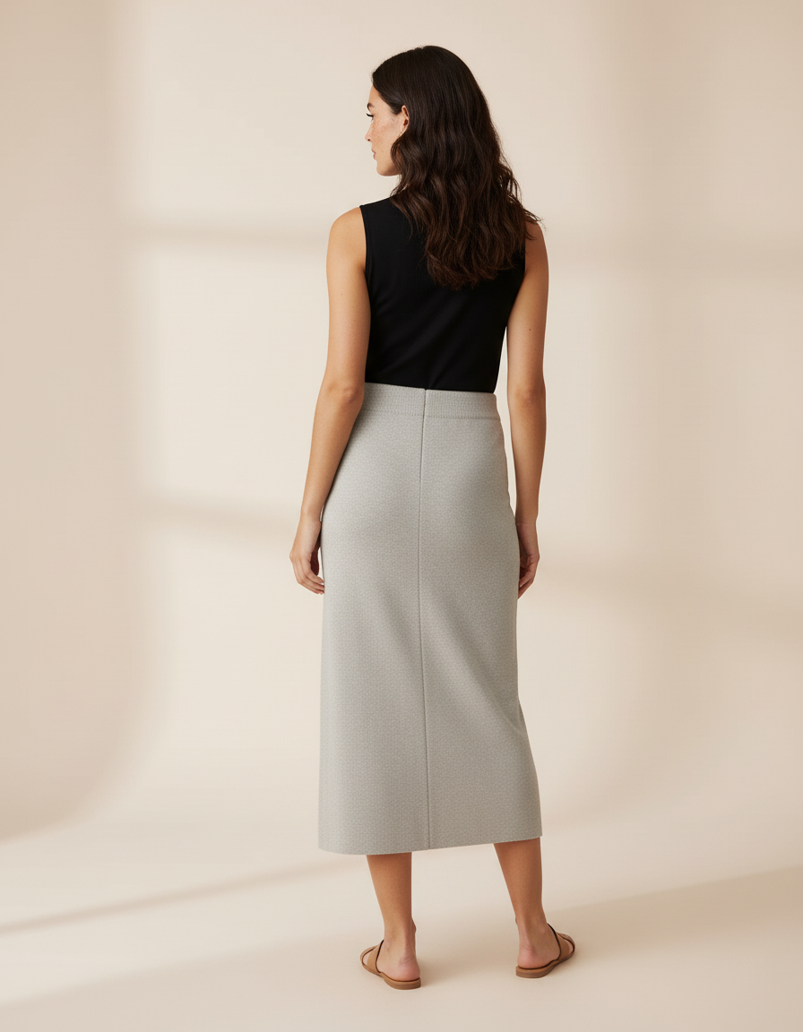 Jupe Crayon Taille Haute Grise