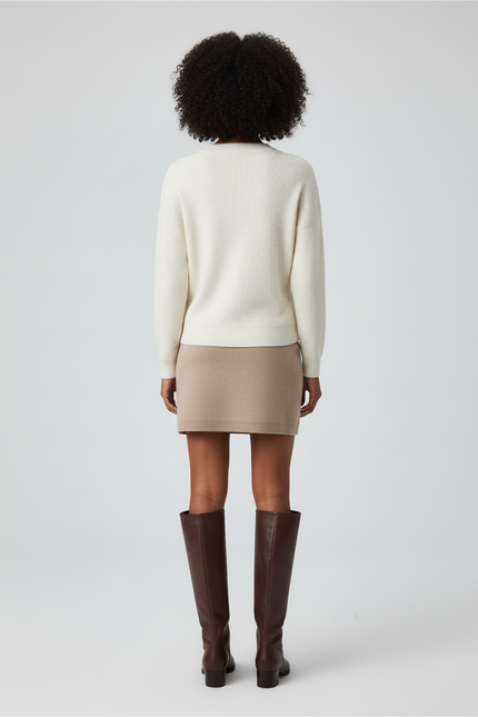 Jupe Crayon Beige Tricotée Chic