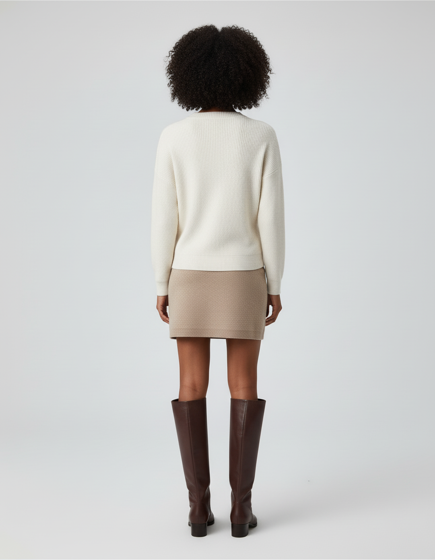 Jupe Crayon Beige Tricotée Chic