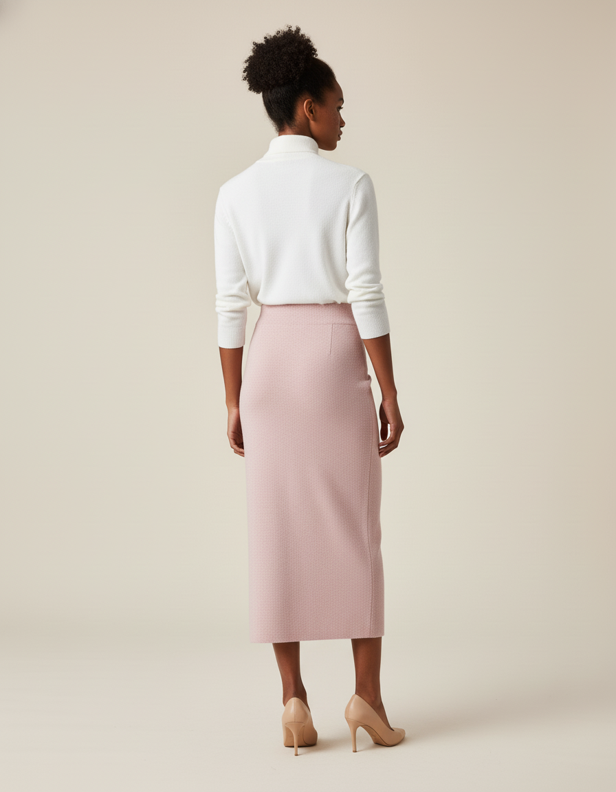 Jupe Crayon Rose Tricotée Élégante