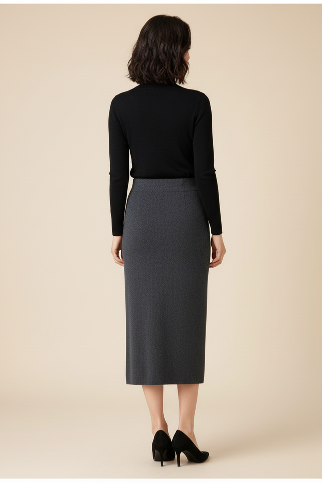 Jupe Crayon Gris Tricotée Élégante