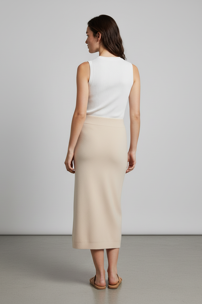 Jupe Crayon Beige Laine Mérinos Chic