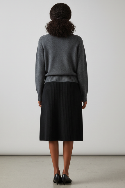 Jupe Crayon Noire Tricotée Élégante