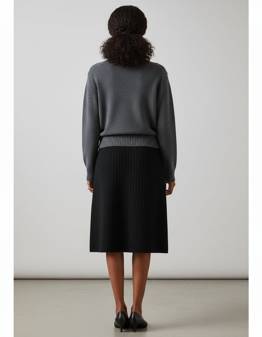 Jupe Crayon Noire Tricotée Élégante