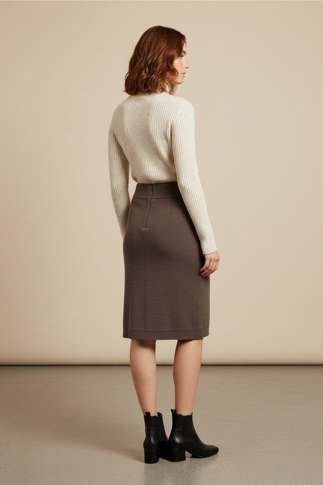 Jupe Crayon Marron Tricotée Chic