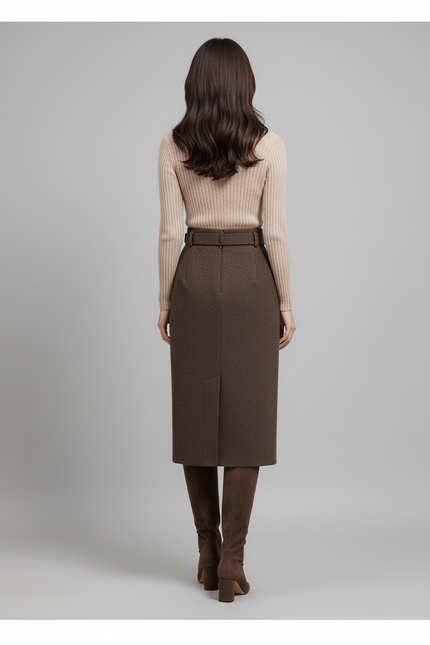 Jupe Crayon Laine Fendue Chic