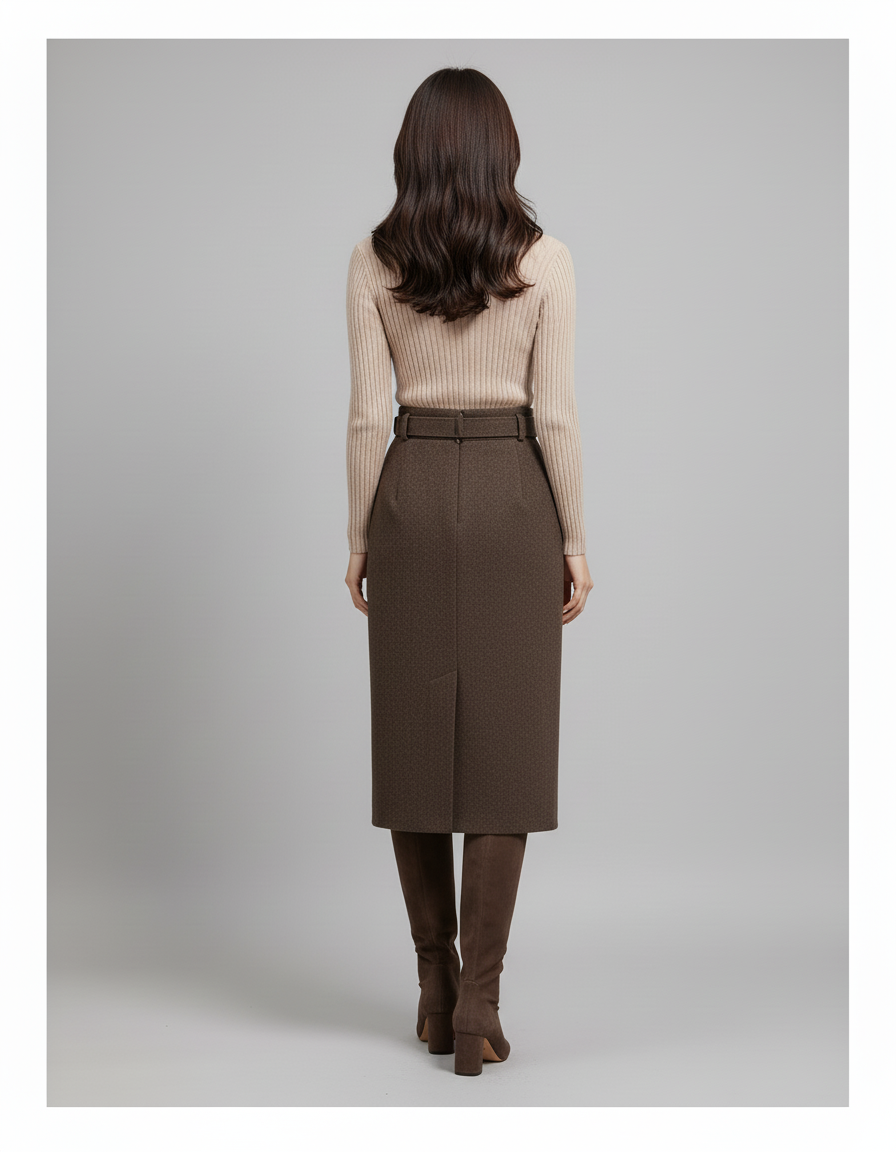 Jupe Crayon Laine Fendue Chic