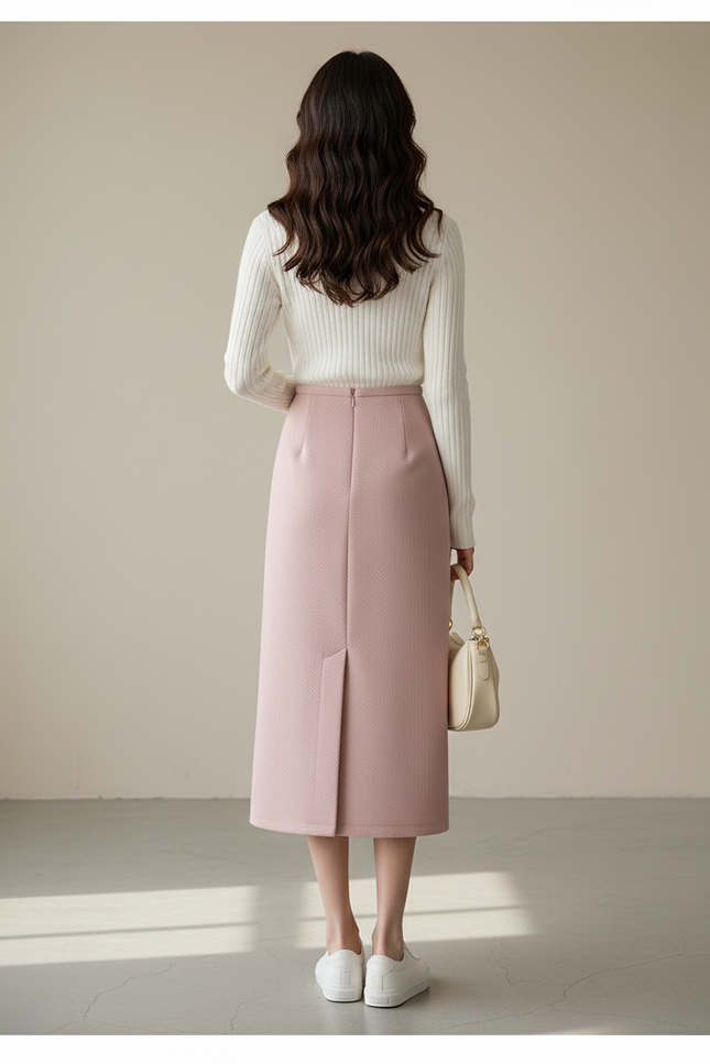 Jupe Crayon Rose Longue Élégante