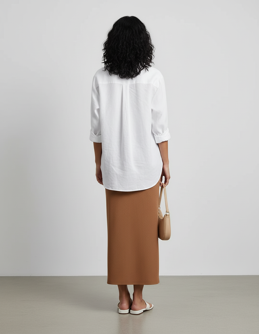 Jupe Crayon Côtelée Camel Chic