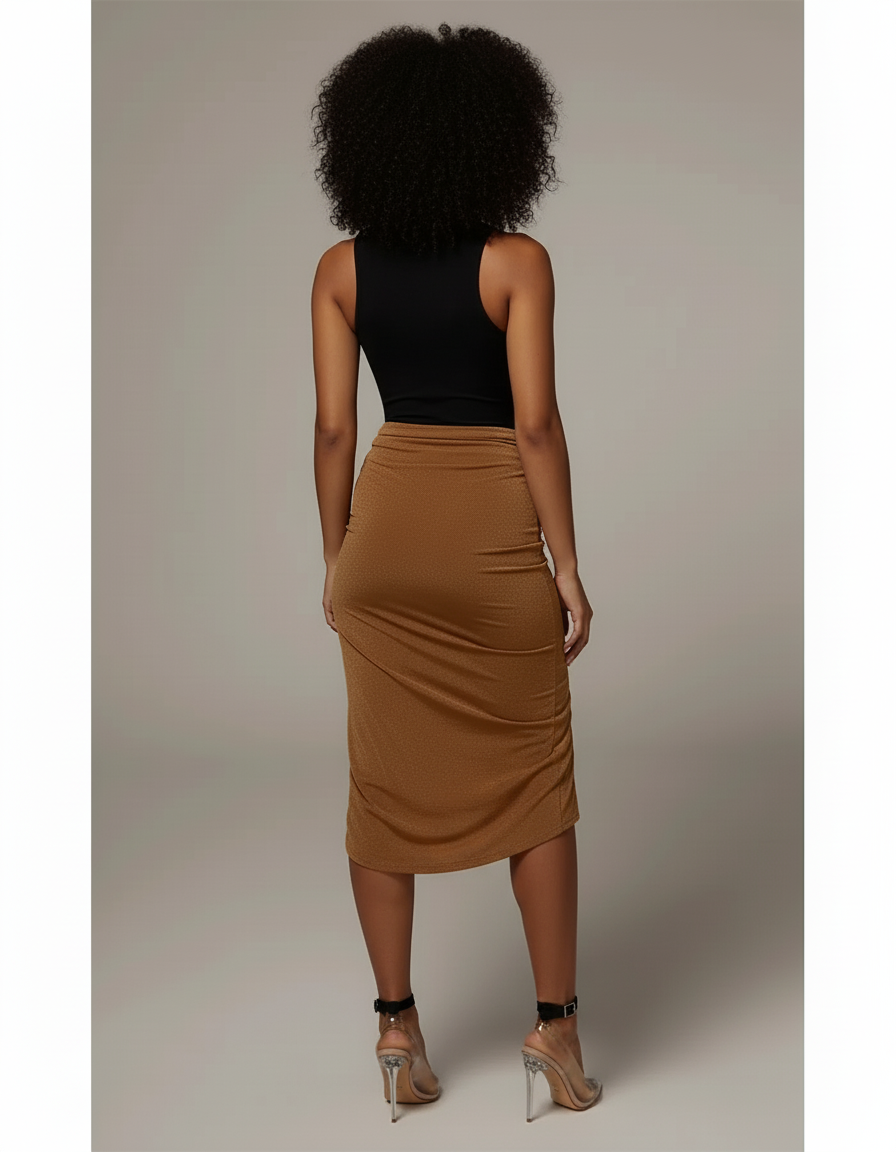 Jupe Crayon Asymétrique Froncée Chic