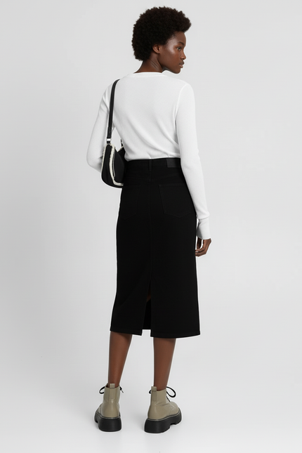 Jupe Crayon Noire Fendue Chic