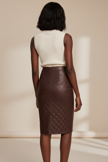 Jupe Crayon Cuir Laçage Chic