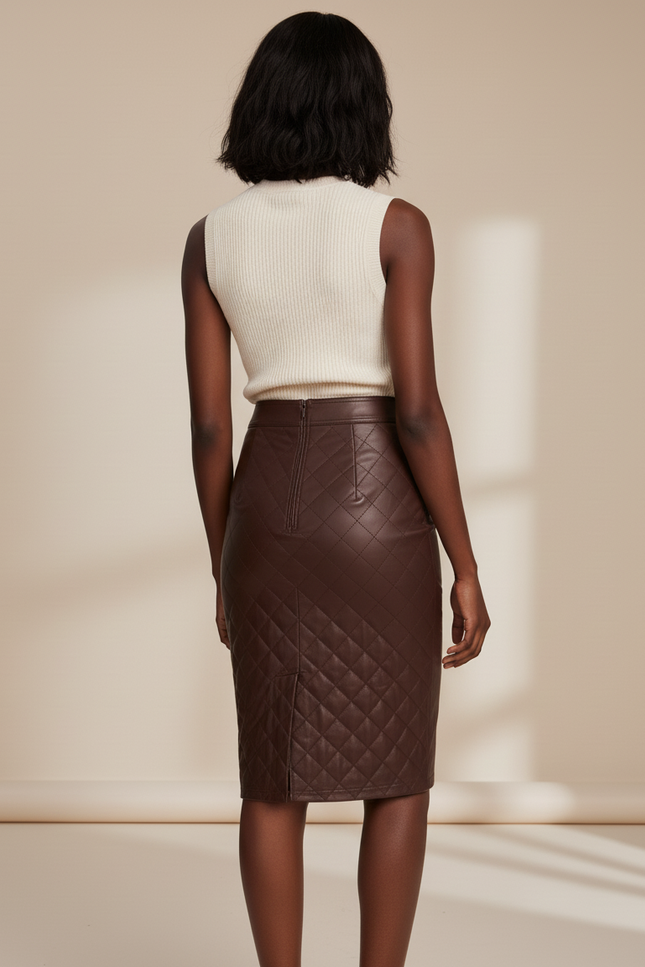 Jupe Crayon Cuir Laçage Chic