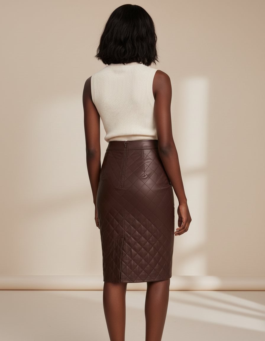 Jupe Crayon Cuir Laçage Chic