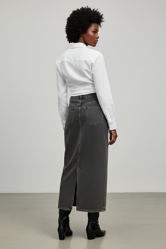 Jupe Crayon Jean Taille Haute