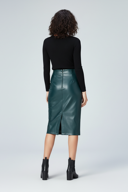 Jupe Crayon Cuir Vert