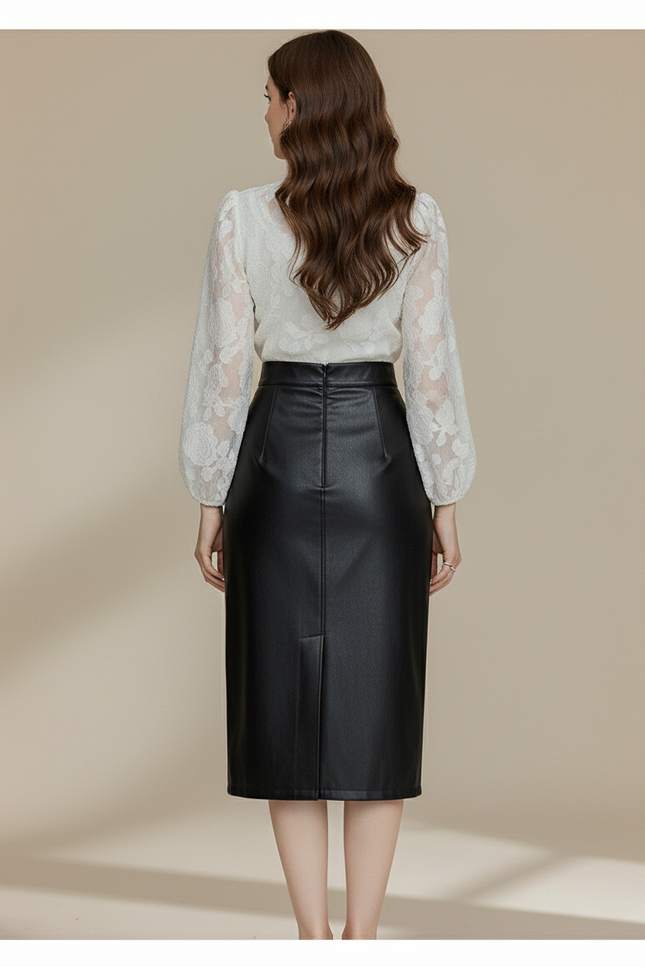 Jupe Crayon Longue Simili Cuir