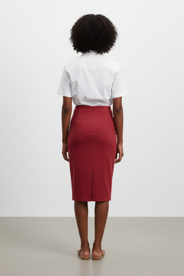 Jupe Crayon Daim Bordeaux Élégante