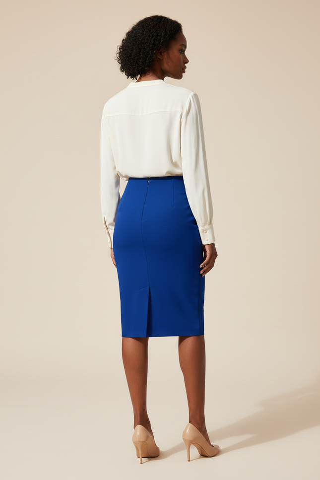 Jupe Crayon Bleue Taille Haute Élégante