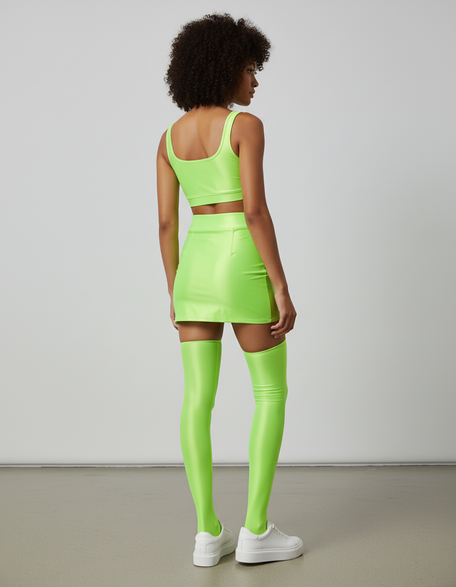 Jupe Crayon Vert Fluo Brillante Chic