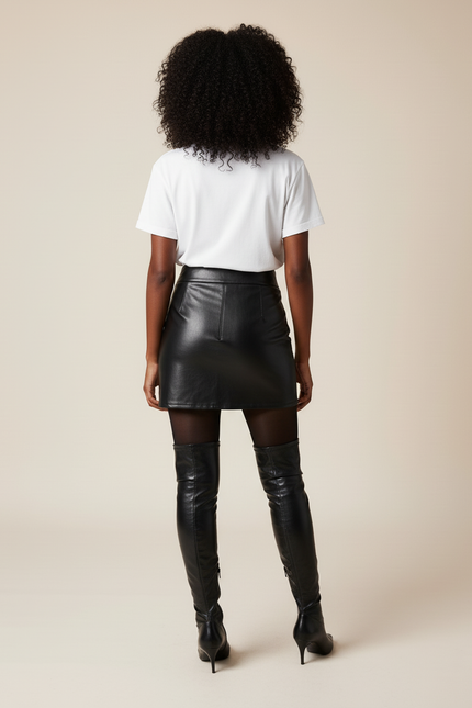 Jupe Crayon Noire Brillante Chic