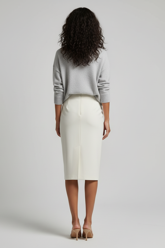 Jupe Crayon Taille Haute Blanche