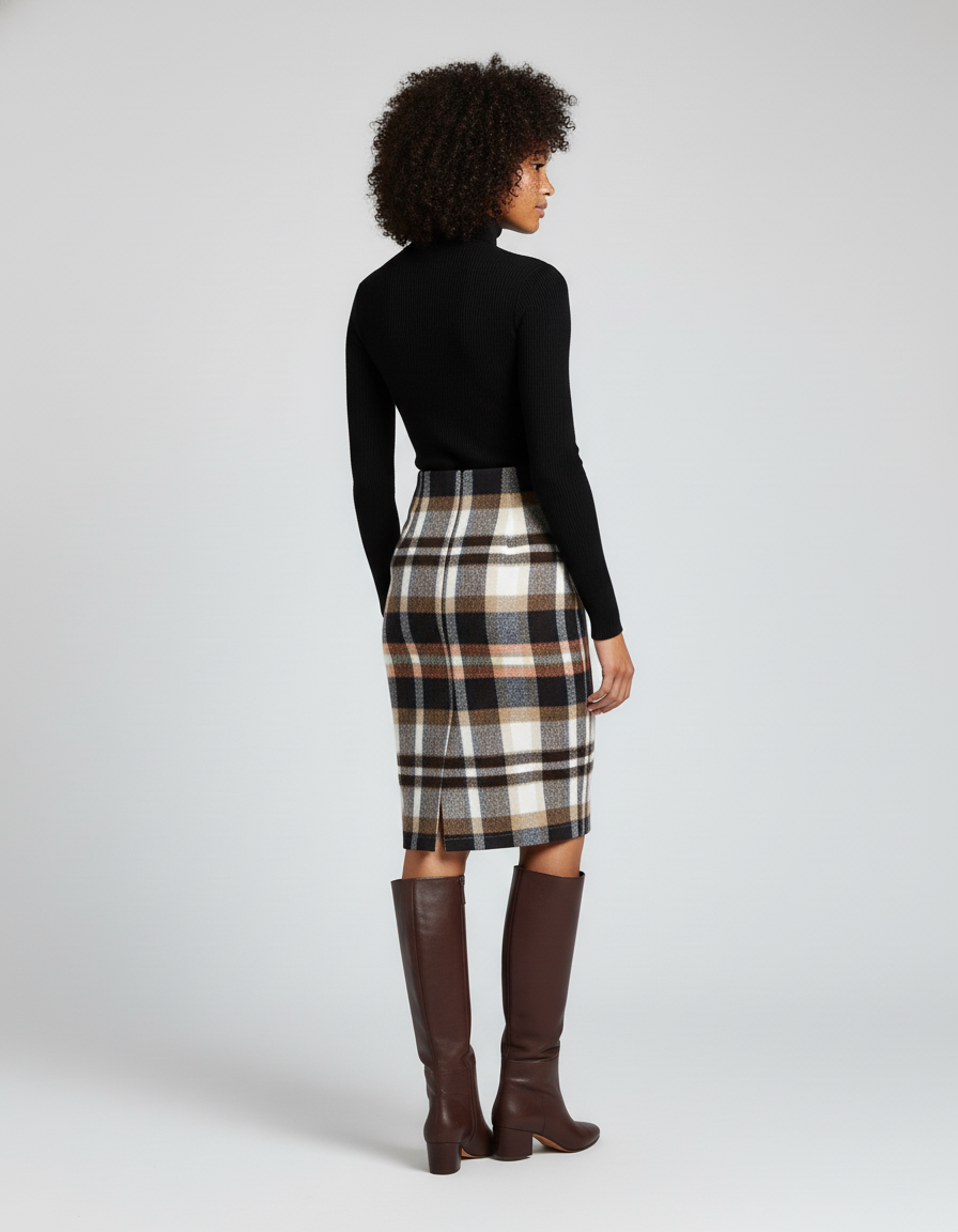 Jupe Crayon Tartan