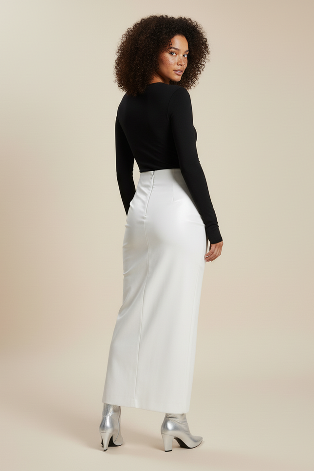 Jupe Crayon Blanc Similicuir Chic