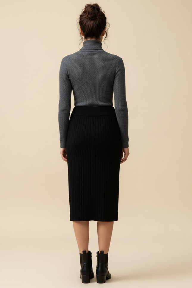 Jupe Crayon Taille Haute Tricotée Élégante