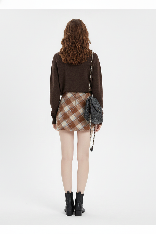 Jupe Crayon Laine Écossaise Vintage