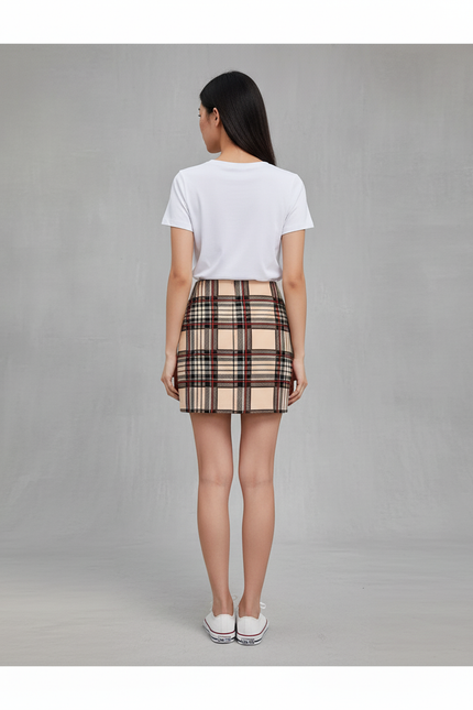 Jupe Crayon À Carreaux Mini Chic