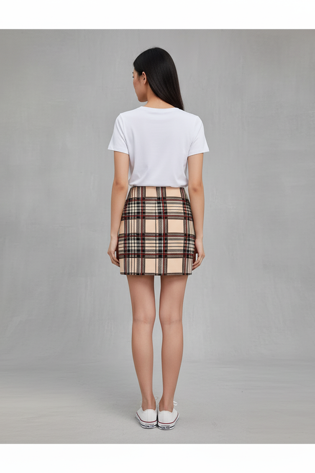 Jupe Crayon À Carreaux Mini Chic