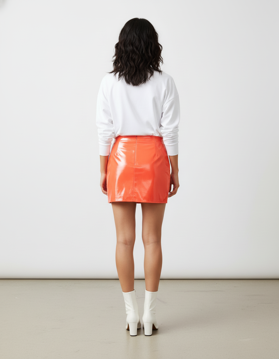 Jupe Crayon Orange Brillante Éclatante