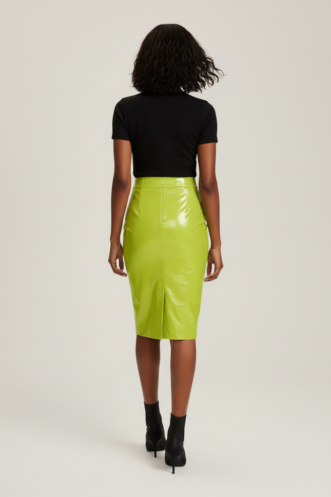 Jupe Crayon Lime Vinyle Chic