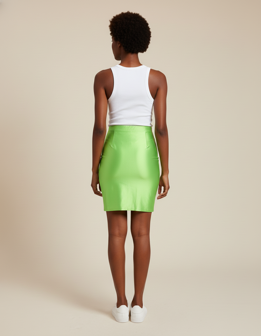 Jupe Crayon Vert Néon Brillante Chic