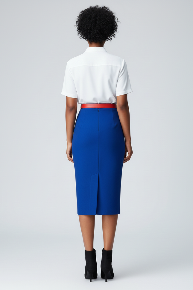 Jupe Crayon Bleue Midi Chic