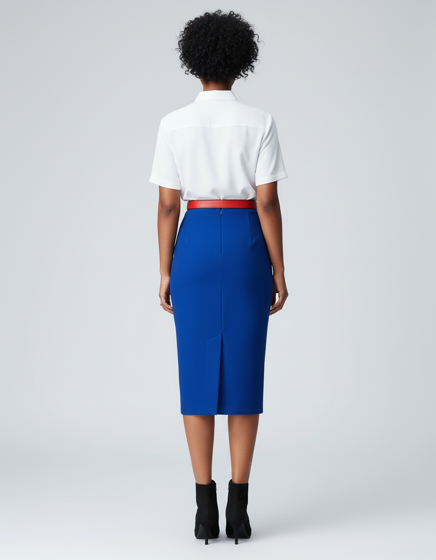 Jupe Crayon Bleue Midi Chic