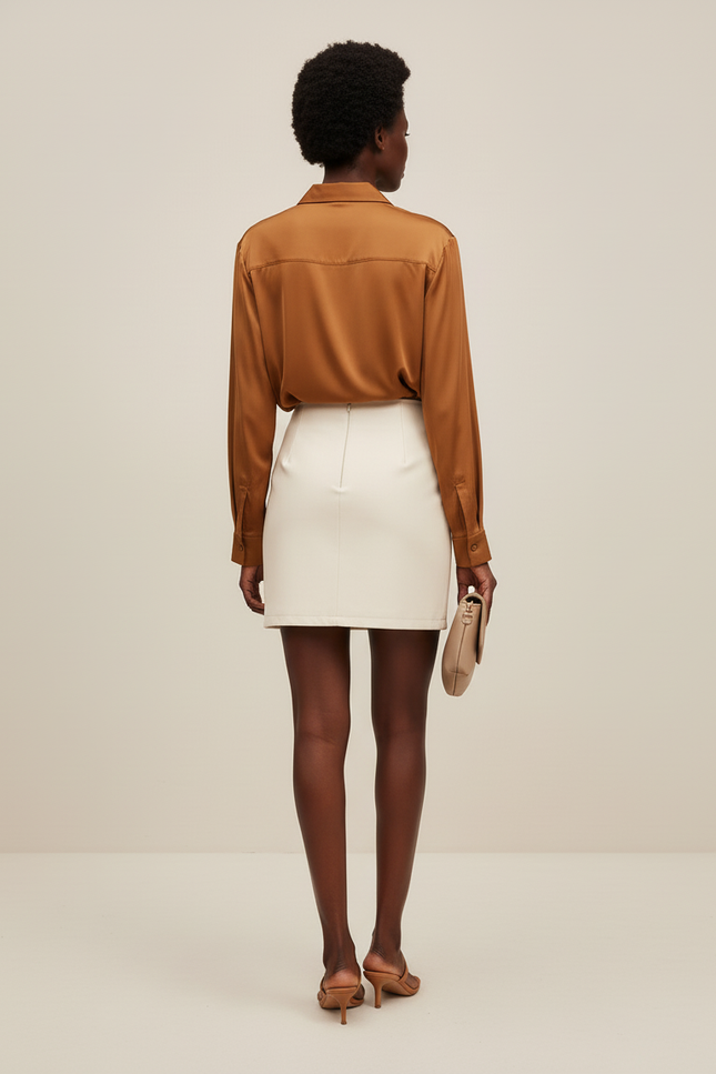 Jupe Crayon Blanche Similicuir Fendue Chic